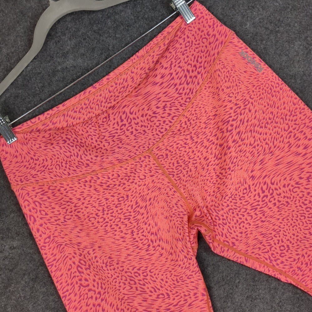 Reebok Womens XL Orange Purple Animal Print Capri Leggings Athletic Workout Yoga